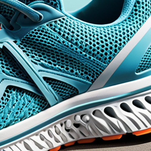 **

"Close-up photo of breathable mesh running shoes, showcasing the airy texture and design. Focus on the ventilation and moisture-wicking capabilities. Bright, summery background. Style: Product photography, detailed, high-resolution."

**